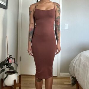 Free People. Free people, Brown midi bodycon dress.